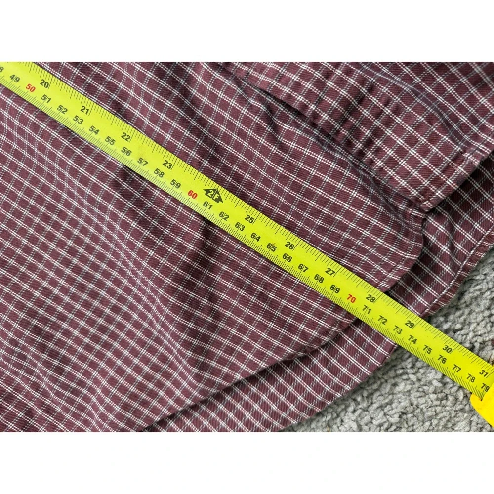 Banana Republic Mens‎ Medium Burgundy Plaid Cotton Button Down Shirt Long Sleeve